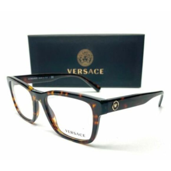 Versace Men's Dark Havana Square Eyeglasses! - Picture 1 of 3